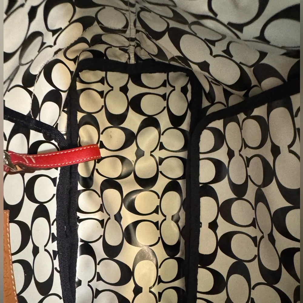 Coach Hampton Black Inside Out Tote with Red Handles and Red Logo Patch - Picture 13 of 15